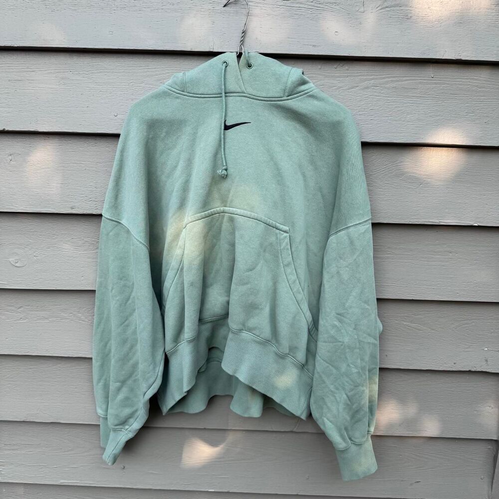 Nike Men's Green and Blue Hoodie